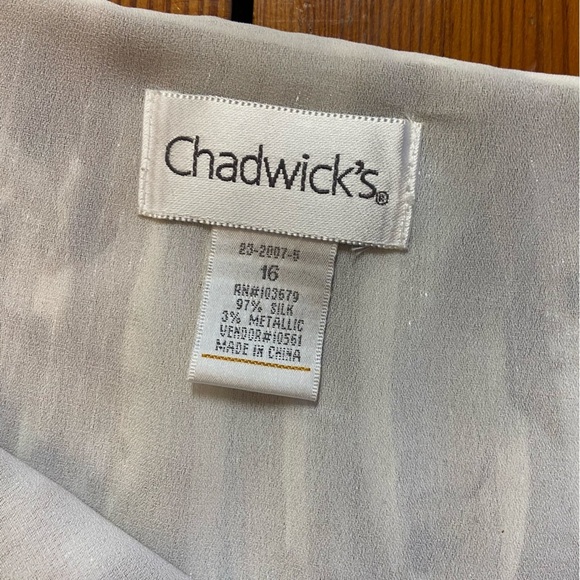 Chadwick’s Silk Floral Cream & Brown ALine Skirt Size 16 Metallic Thread Vintage - Picture 6 of 11